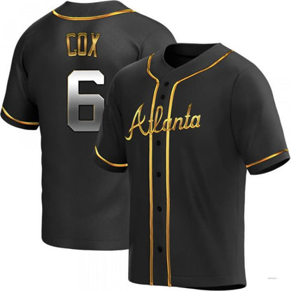 Atlanta Braves #6 Bobby Cox Black Golden Alternate Stitches Baseball Jerseys