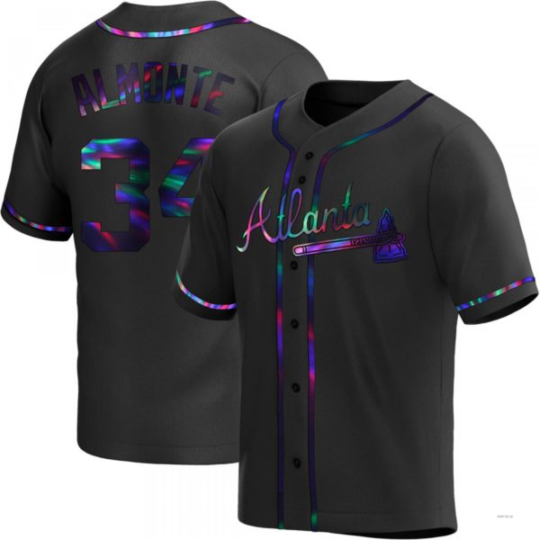 Atlanta Braves #34 AbCROVYIE2025m Almonte Black Holographic Alternate Jersey Stitches Baseball Jerseys