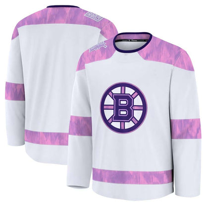 B.Bruins Fanatics 2024 Hockey Fights Cancer Practice Jersey - White Stitched American Hockey Jerseys CROVYIE