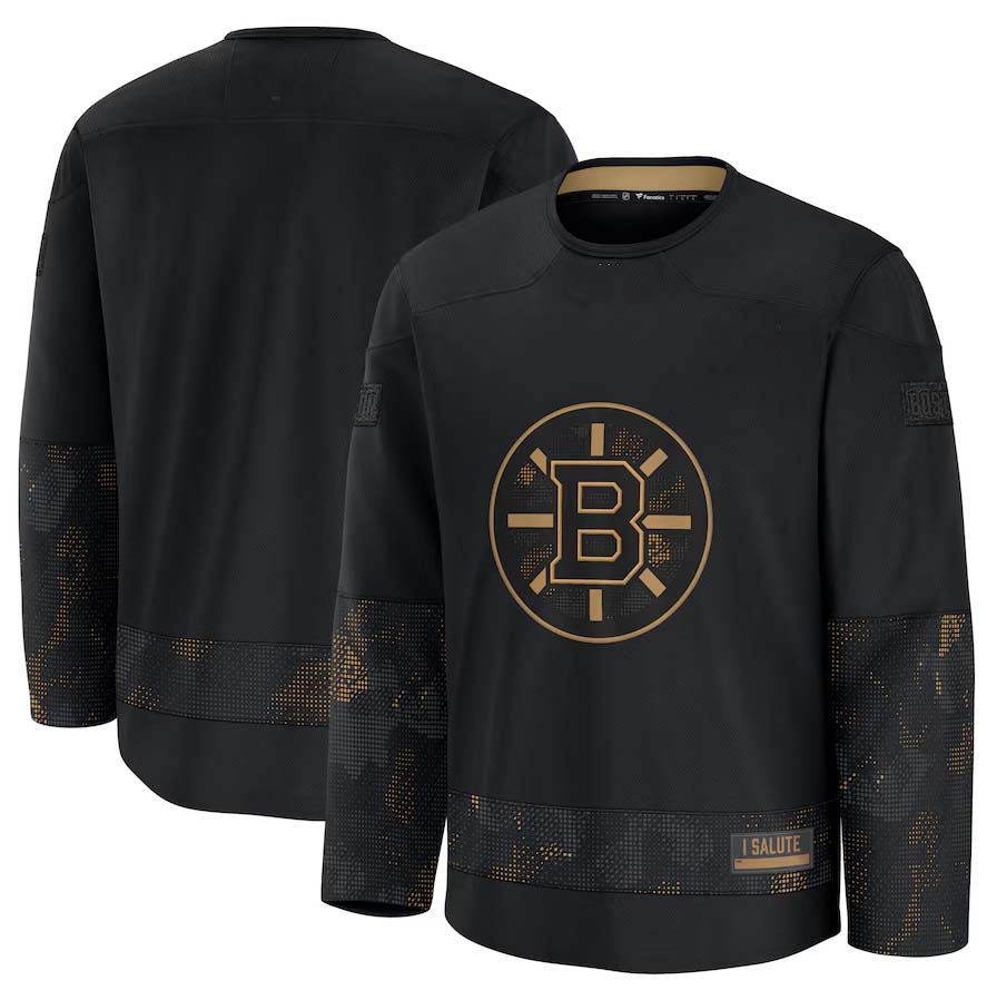 B.Bruins Fanatics 2024 Military Appreciation Practice Jersey - Black Stitched American Hockey Jerseys CROVYIE