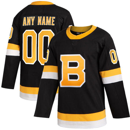 Custom B.Bruins Alternate Authentic Jersey Black Stitched American Hockey Jerseys CROVYIE