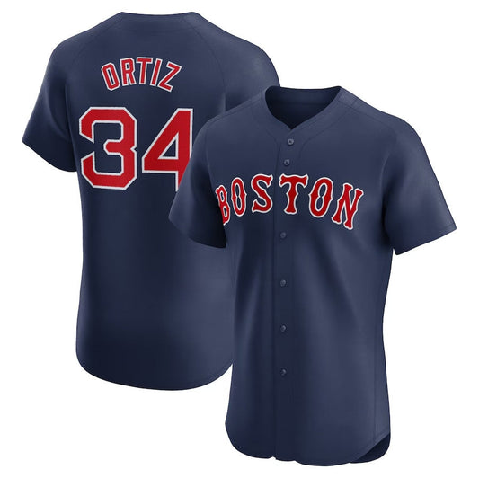 Boston Red Sox #34 David Ortiz Alternate Elite Player Jersey - Navy Stitched Baseball Jersey