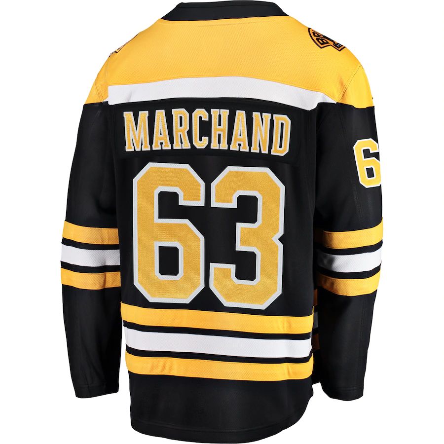 B.Bruins #63 Brad Marchand Fanatics Branded Breakaway Player Jersey Black Stitched American Hockey Jerseys CROVYIE