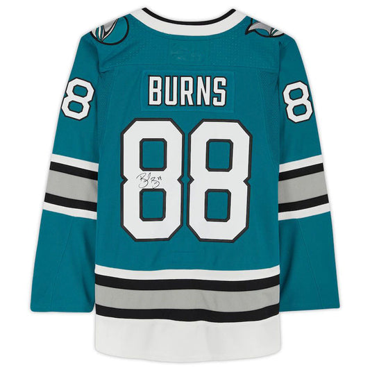 SJ.Sharks #88 Brent Burns Fanatics Authentic Autographed 30th Anniversary Season Authentic Jersey Teal Stitched American Hockey Jerseys CROVYIE