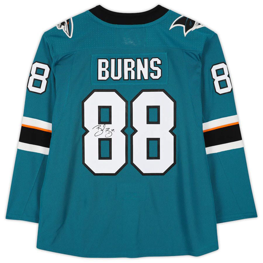 SJ.Sharks #88 Brent Burns Fanatics Authentic Autographed  Teal Stitched American Hockey Jerseys CROVYIE