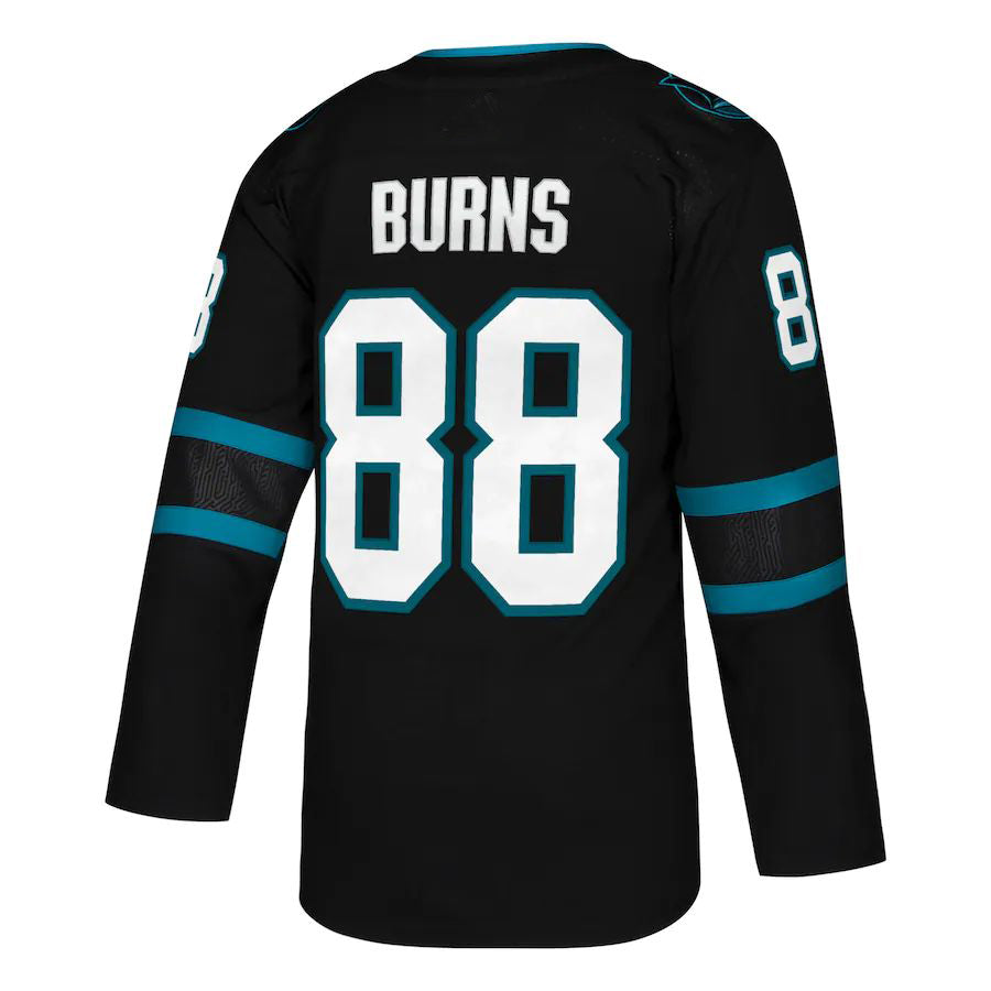 SJ.Sharks #88 Brent Burns Alternate Authentic Player Jersey Black Stitched American Hockey Jerseys CROVYIE