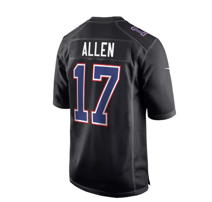 B.Bills #17 Josh Allen #17 Josh Allen Black Carbon Fashion Game Football Stitched American Jerseys