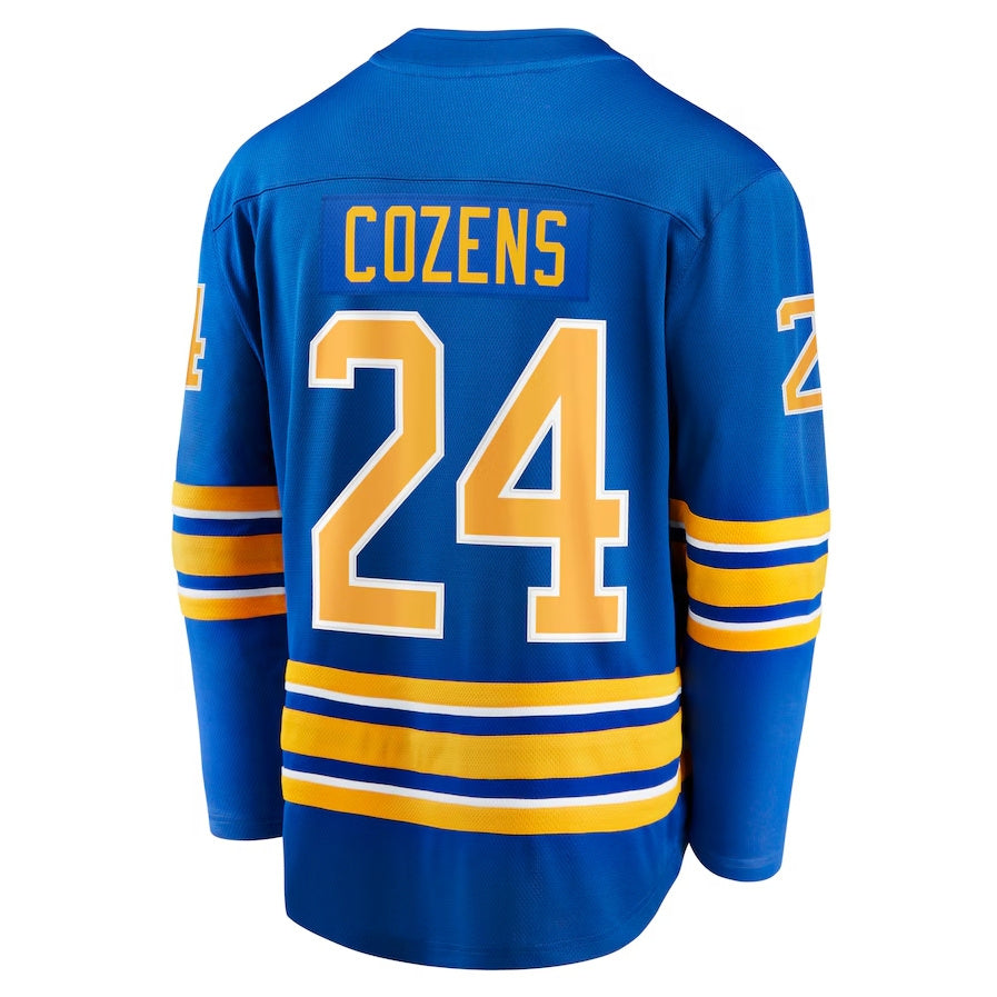 B.Sabres #24 Dylan Cozens Fanatics Home Breakaway Player Jersey - Royal Stitched American Hockey Jerseys CROVYIE