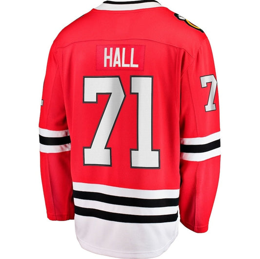 C.Blackhawks #71 Taylor Hall Fanatics Home Breakaway Player Jersey - Red Stitched American Hockey Jerseys CROVYIE
