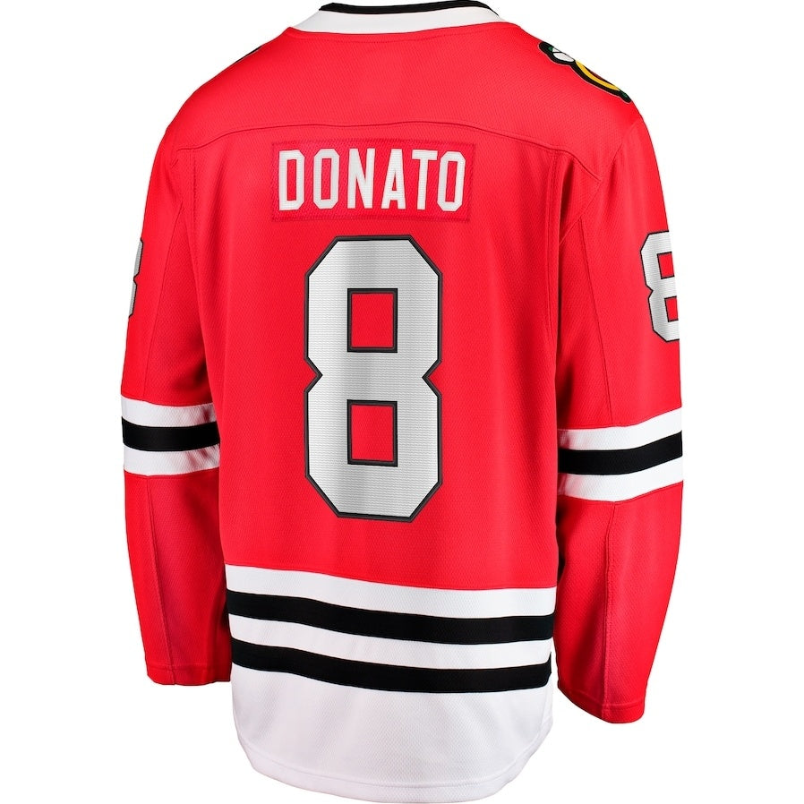 C.Blackhawks #8 Ryan Donato Fanatics Home Breakaway Jersey - Red Stitched American Hockey Jerseys CROVYIE