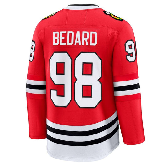 C.Blackhawks #98 Connor Bedard Fanatics Home Premium Jersey - Red Stitched American Hockey Jerseys CROVYIE