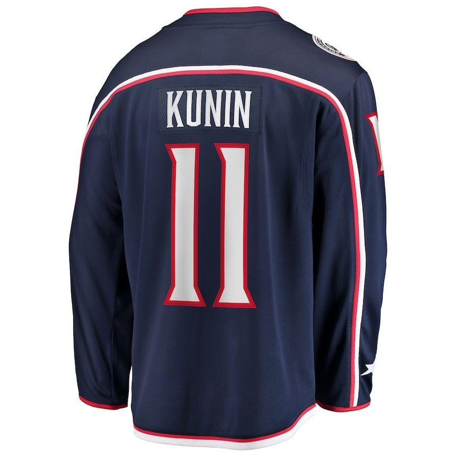 C.Blue Jackets #11 Luke Kunin Fanatics Home Breakaway Jersey - Navy Stitched American Hockey Jerseys CROVYIE