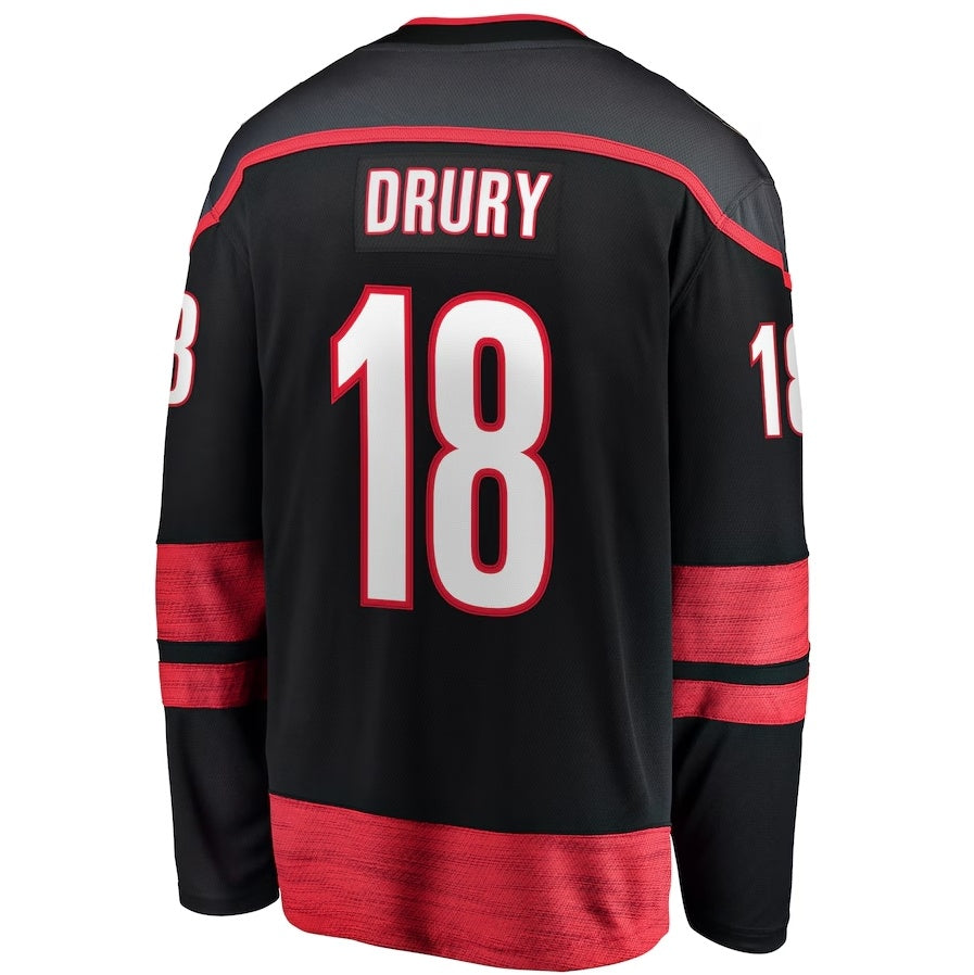 C.Hurricanes #18 Jack Drury Fanatics Home Premier Breakaway Player Jersey - Black Stitched American Hockey Jerseys CROVYIE