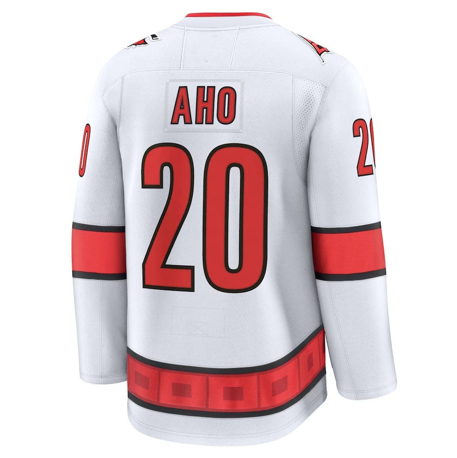 C.Hurricanes #20 Sebastian Aho Fanatics Away Premium Jersey - White Stitched American Hockey Jerseys CROVYIE