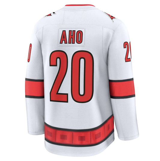 C.Hurricanes #20 Sebastian Aho Fanatics Away Premium Jersey - White Stitched American Hockey Jerseys CROVYIE