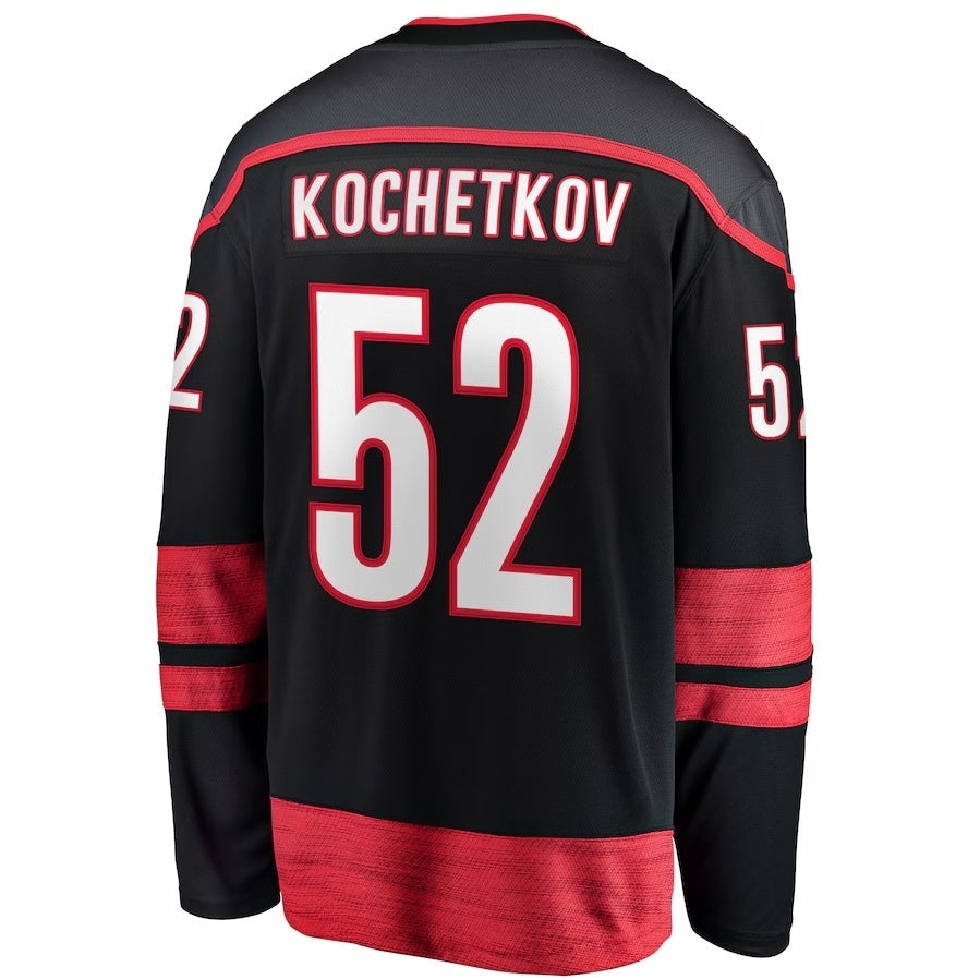 C.Hurricanes #52 Pyotr Kochetkov Fanatics Home Premier Breakaway Player Jersey - Black Stitched American Hockey Jerseys CROVYIE
