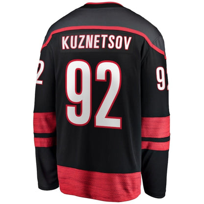 C.Hurricanes #92 Evgeny Kuznetsov Fanatics Home Breakaway Jersey - Black Stitched American Hockey Jerseys CROVYIE