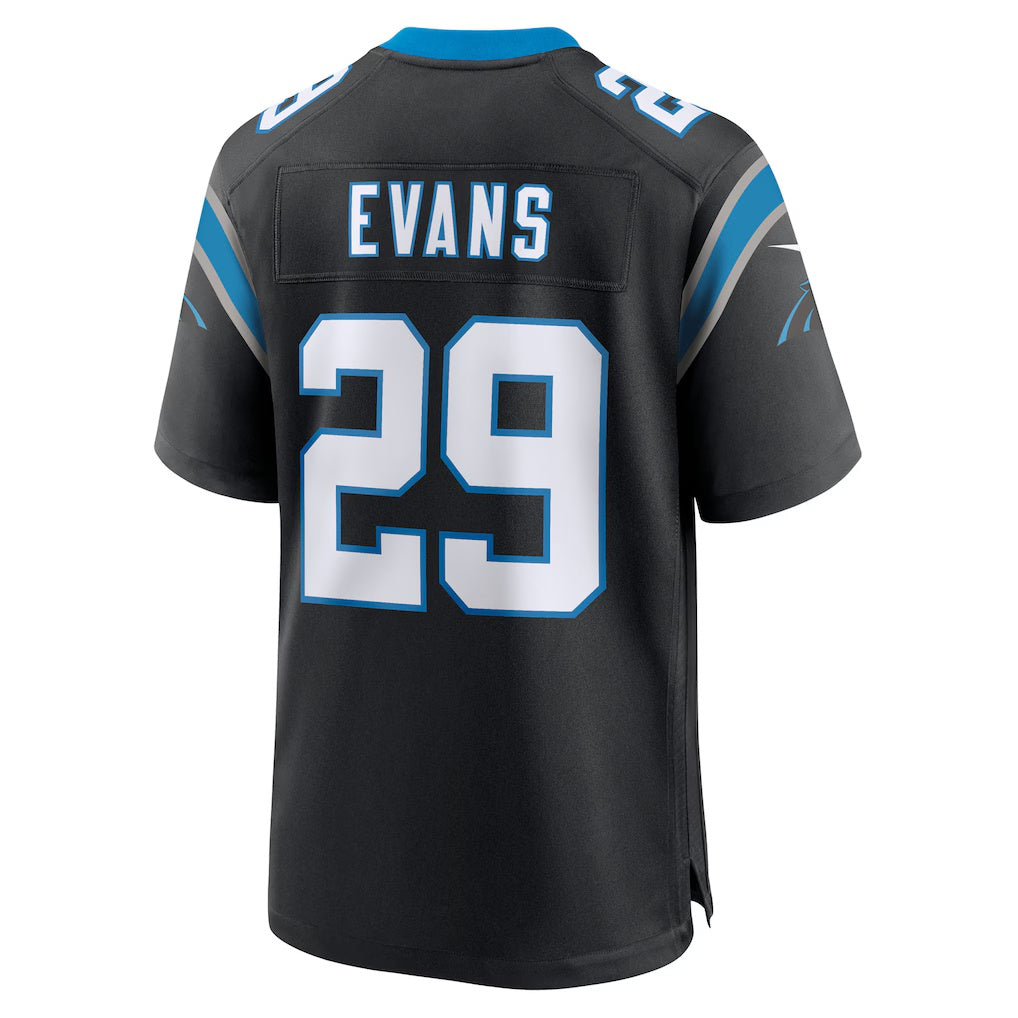 C.Panthers #29 Akayleb Evans Black Team Game Stitched American Football Jerseys