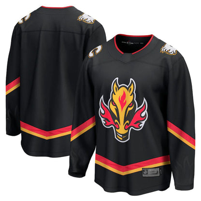 C.Flames Fanatics Branded Alternate Premier Breakaway Jersey  Black Stitched American Hockey Jerseys CROVYIE