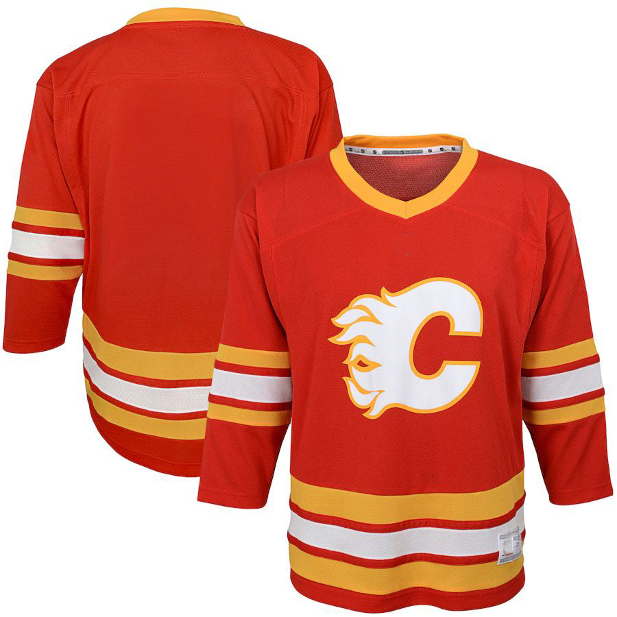Custom C.Flames Home Replica Red Stitched American Hockey Jerseys CROVYIE