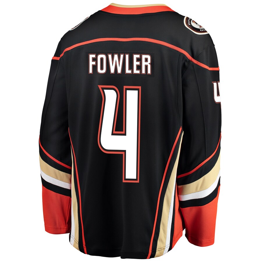 A.Ducks #4 Cam Fowler Fanatics Branded Breakaway Player Jersey Black Stitched American Hockey Jerseys CROVYIE