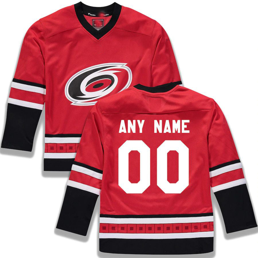 Custom C.Hurricanes Fanatics Branded Home Replica Red Stitched American Hockey Jerseys CROVYIE