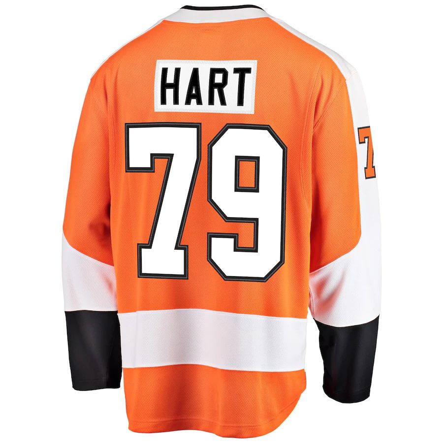 P.Flyers #79 Carter Hart Fanatics Branded Home Premier Breakaway Player Jersey Orange Stitched American Hockey Jerseys CROVYIE