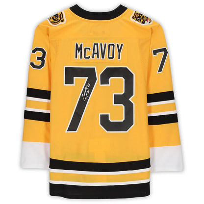 B.Bruins #73 Charlie McAvoy Fanatics Authentic Autographed Reverse Retro Authentic Jersey Stitched American Hockey Jerseys CROVYIE