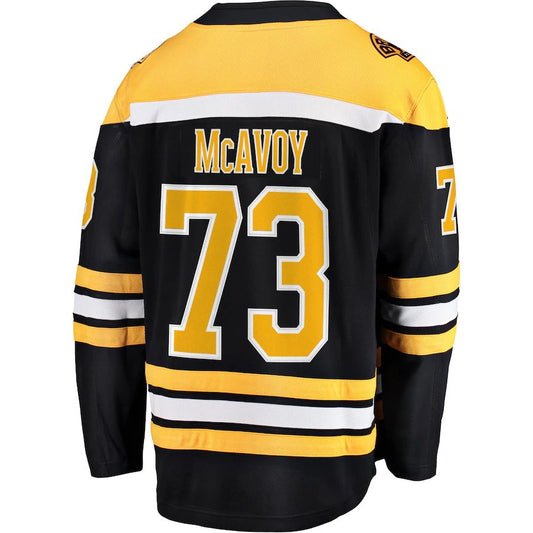 B.Bruins #73 Charlie McAvoy Fanatics Branded Home Premier Breakaway Player Jersey Black Stitched American Hockey Jerseys CROVYIE