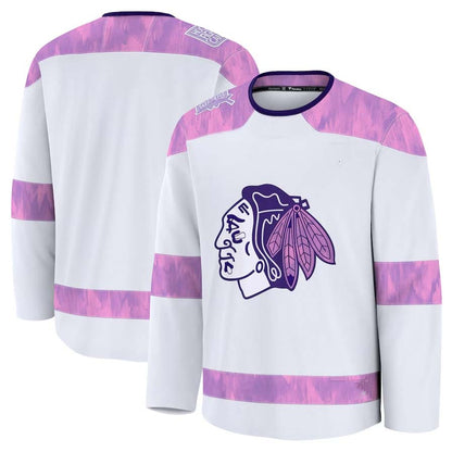 C.Blackhawks Fanatics 2024 Hockey Fights Cancer Practice Jersey - White Stitched American Hockey Jerseys CROVYIE