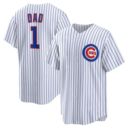 Chicago Cubs #1 Dad Home Replica Jersey - White Stitched Baseball Jersey