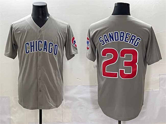 Chicago Cubs #23 Ryne Sandberg Grey Limited Stitched Baseball Jersey