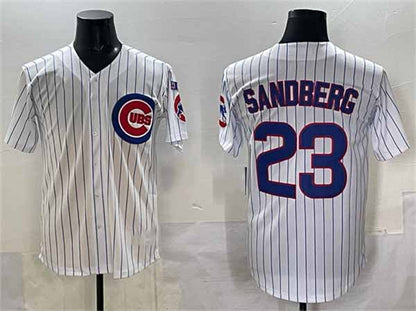 Chicago Cubs #23 Ryne Sandberg White Pinstripe 'Ryne Sandberg Tribute' Vapor Limited V3 Stitched Baseball Jersey
