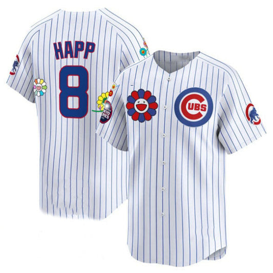 Chicago Cubs #8 Ian Happ White 2025 Tokyo Series Limited Stitched Baseball Jersey