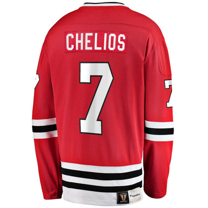 C.Blackhawks #7 Chris Chelios Fanatics Branded Premier Breakaway Retired Player Jersey Red Stitched American Hockey Jerseys CROVYIE