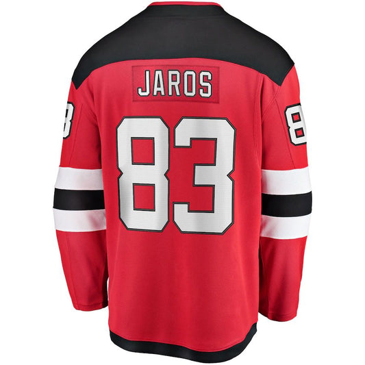 NJ.Devils #83 Christian Jaros Fanatics Branded Home Breakaway Player Jersey  Red Stitched American Hockey Jerseys CROVYIE