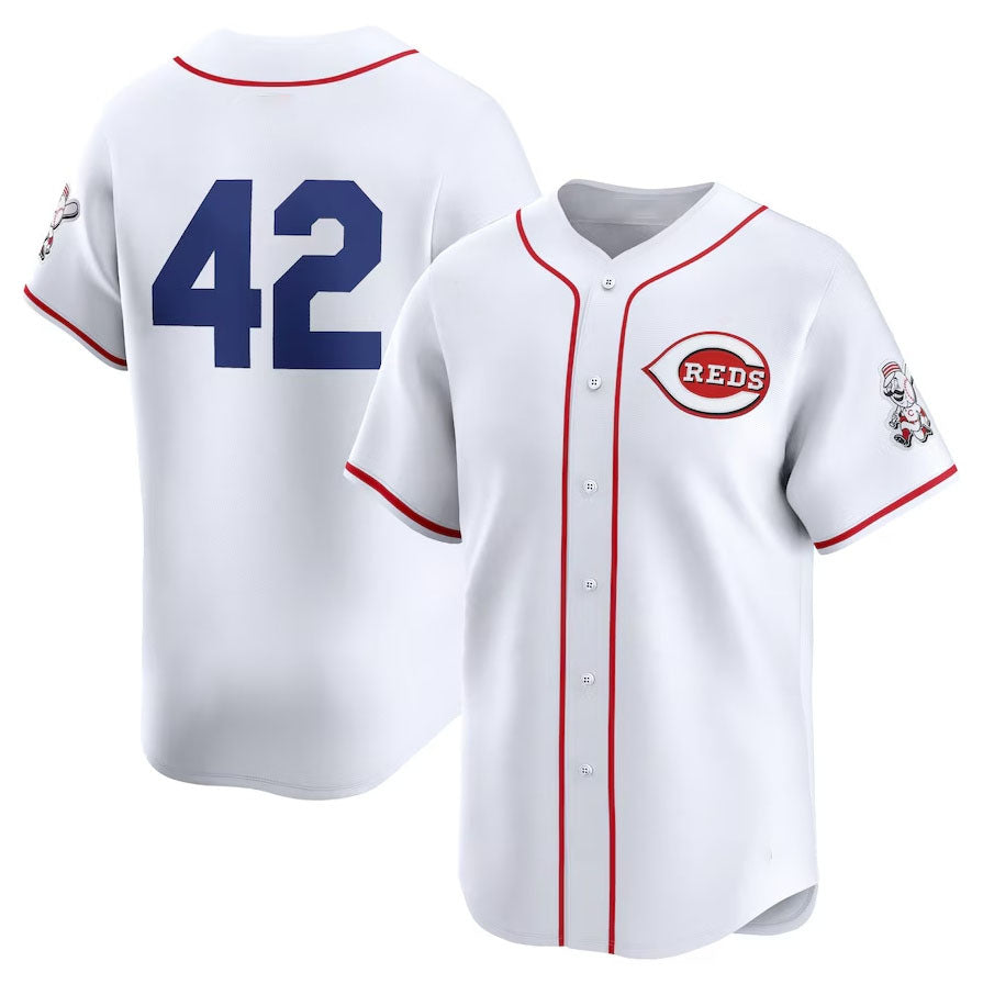 Cincinnati Reds 2024 #42 Jackie Robinson Day Home Limited Jersey ¨C White Stitches Baseball Jerseys