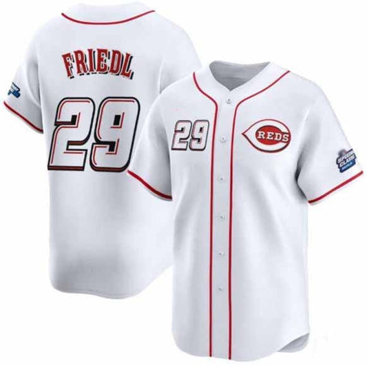 Cincinnati Reds #29 TJ Friedl White 2025 Speedway Classic Home Limited Stitched Baseball Jersey