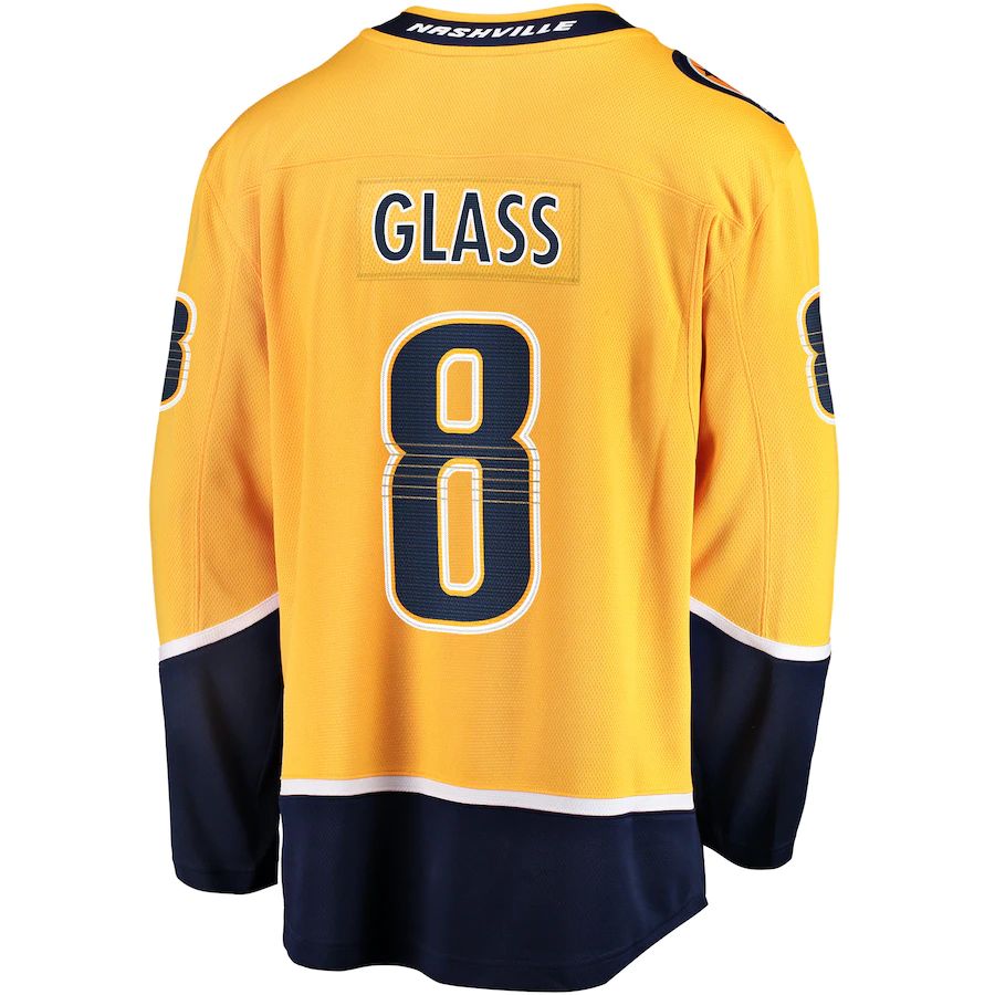 N.Predators #8 Cody Glass Fanatics Branded Home Breakaway Player Jersey Gold Stitched American Hockey Jerseys CROVYIE