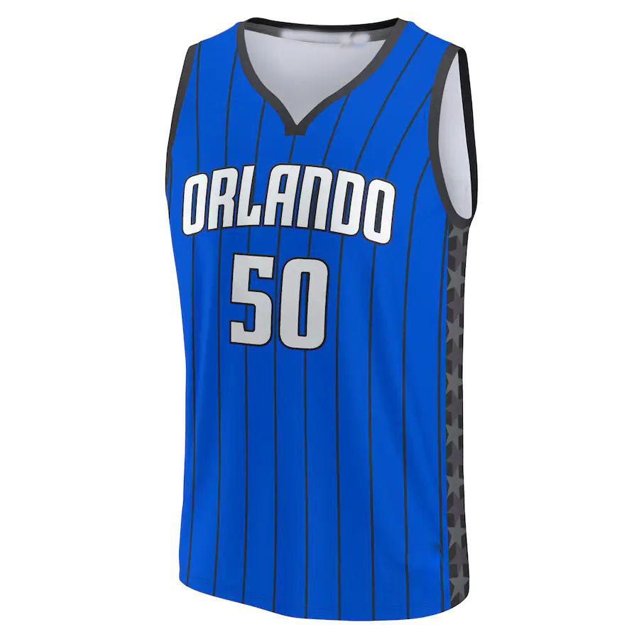 O.Magic #50 Cole Anthony Fanatics Branded 2022-23 Fast Break Replica Jersey Statement Edition Blue Stitched American Basketball Jersey