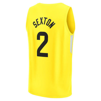 U.Jazz #2 Collin Sexton Fanatics Branded 2022-23 Fast Break Replica Player Jersey  Icon Edition Yellow Stitched American Basketball Jersey