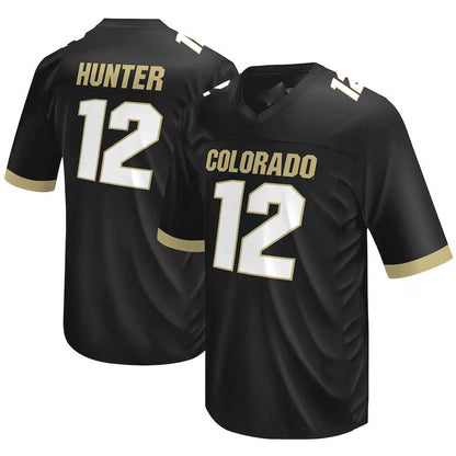 C.Buffaloes #12 Travis Hunter Original Retro Brand NIL Football Player Jersey ¡§C Black American College Jerseys