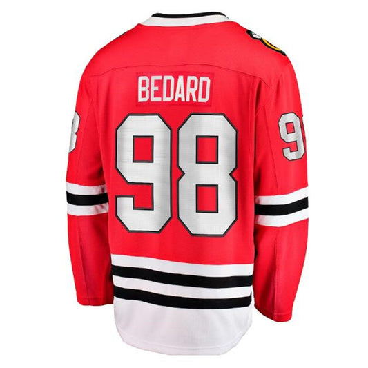 C.Blackhawks #98 Connor Bedard Fanatics Branded 2023 Draft Home Breakaway Player Jersey - Red Stitched American Hockey Jerseys CROVYIE