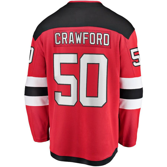 NJ.Devils #50 Corey Crawford Fanatics Branded Youth Breakaway Player Jersey Red Stitched American Hockey Jerseys CROVYIE