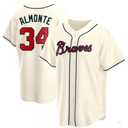 Atlanta Braves #34 AbCROVYIE2025m Almonte Cream Alternate Jersey Stitches Baseball Jerseys