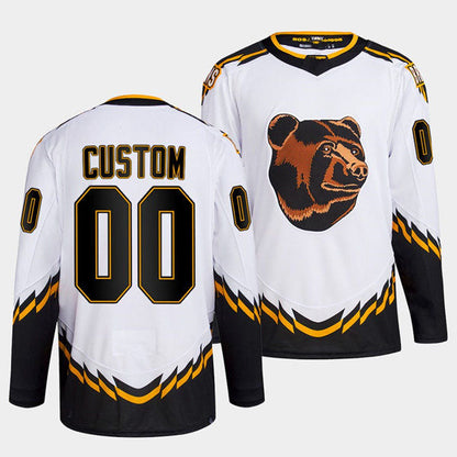 Custom B.Bruins White 2022 Reverse Retro Stitched American Hockey Jerseys CROVYIE