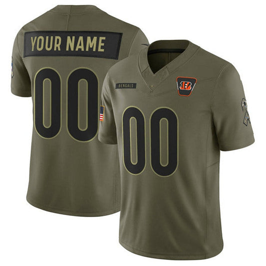 Custom C.Bengals Active Player Olive 2025 F.U.S.E. Salute to Service Limited Football Stitched Jersey