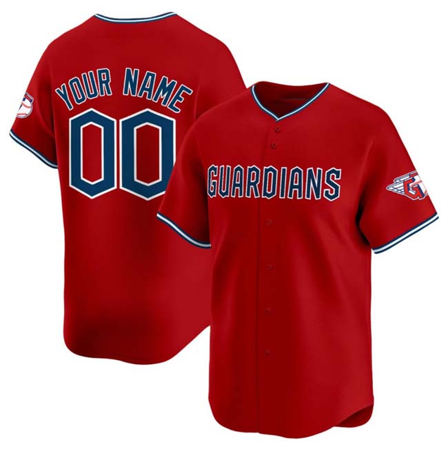 Custom Cleveland Guardians Active Player Red Alternate Limited Stitched Baseball Jersey