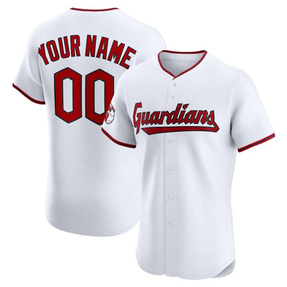 Custom Cleveland Guardians Home Elite Jersey ¨C White Stitched Baseball Jerseys