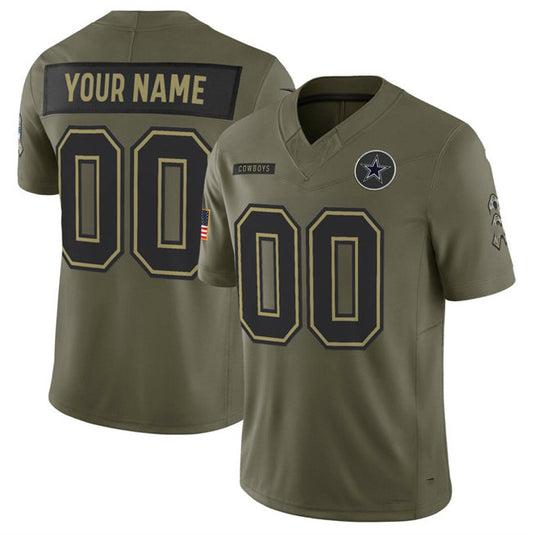 Custom D.Cowboys Active Player Olive 2025 F.U.S.E. Salute to Service Limited Football Stitched Jersey